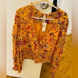 NWT Anthropologie Floral Yellow Women's Top